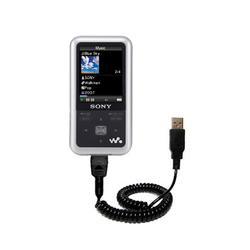 Gomadic Coiled Power Hot Sync and Charge USB Data Cable w/ Tip Exchange for the Sony Walkman NWZ-A716 - Goma