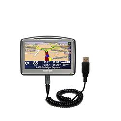 Gomadic Coiled Power Hot Sync and Charge USB Data Cable w/ Tip Exchange for the TomTom Go 930 - Bran
