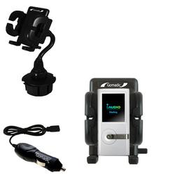 Gomadic Cowon iAudio U5 Auto Cup Holder with Car Charger - Uses TipExchange