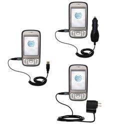 Gomadic Deluxe Kit for the HTC 3G UMTS PDA Phone includes a USB cable with Car and Wall Charger - Br