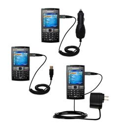 Gomadic Deluxe Kit for the Samsung SGH-i780 includes a USB cable with Car and Wall Charger - Brand w