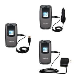 Gomadic Deluxe Kit for the Samsung SLM SGH-A747 includes a USB cable with Car and Wall Charger - Bra