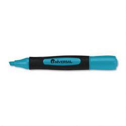 Universal Office Products Desk Highlighter with Comfort Grip, Fluorescent Blue Ink, Dozen