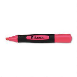 Universal Office Products Desk Highlighter with Comfort Grip, Fluorescent Pink Ink, Dozen