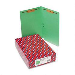 Smead Manufacturing Co. End Tab Folders, 3/4 Expansion, 2 Fasteners, Legal, Green, 50/Box
