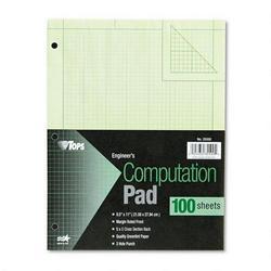 Tops Business Forms Engineering Computation Pad, 8 1/2x11, 3 Hole, 16 Lb. Green Bond, 100 Sheets/Pad (TOP35500)