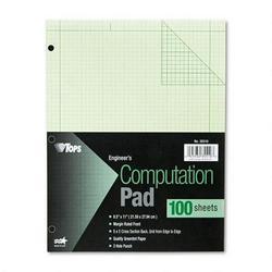 Tops Business Forms Engineering Computation Pad, 8 1/2x11, 3 Hole, 16 Lb. Green Bond, 100 Sheets/Pad (TOP35510)