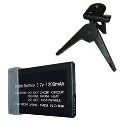 HQRP Equivalent Li-20B Battery for Olympus AZ-2 Zoom Digital Camera + Black Mini Tabletop Tripod