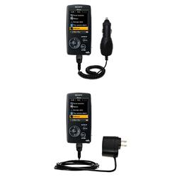 Gomadic Essential Kit for the Sony Walkman NWZ-A816 - includes Car and Wall Charger with Rapid Charge Techno