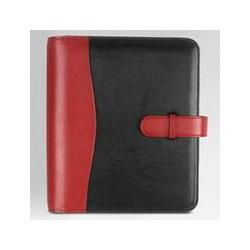 Franklin Covey Company Fashion Sewn Simulated Leather 7 Ring Binder Organizer, 5 1/2 x 8 1/2, Red/Black