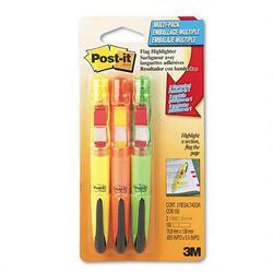 3M Flag Pen and Highlighters, Flag Refill Pads, Assorted Highlighters, 3 per Pack