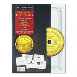 Southworth Company Foil Enhanced Certificates with CD, Holographic Foil on Blue Parchment, 15/Pack