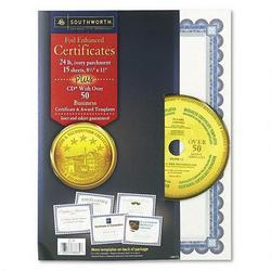 Southworth Company Foil Enhanced Certificates with CD, Silver Foil on Ivory Parchment, 15 per Pack