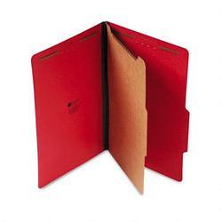Universal Office Products Four Section Pressboard Classification Folder, Legal Size, Ruby Red, 10/Bx