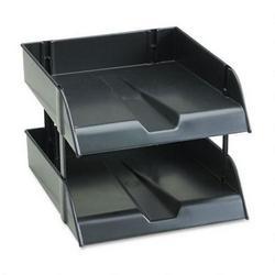 RubberMaid Front Load Desk Trays with Risers, Letter Size, Black, 2/Box
