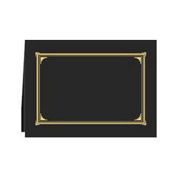 Geographics Gold Foil Stamped Certificate/Document Covers, 80 lb. Linen Stock, Black, 6/Pack