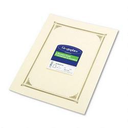 Geographics Gold Foil Stamped Certificate/Document Covers, 80 lb. Linen Stock, Ivory, 3/Pack