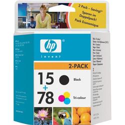 HP No. 15/78D Combo Pack Black/Color Ink Cartridge - 600, 450 Pages, Pages Black, Color - Black, Color