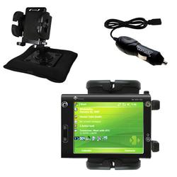 Gomadic HTC X7500 Auto Bean Bag Dash Holder with Car Charger - Uses TipExchange