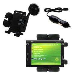 Gomadic HTC X7500 Auto Windshield Holder with Car Charger - Uses TipExchange