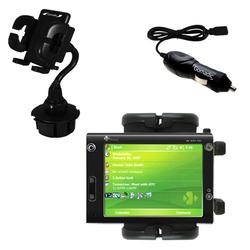 Gomadic HTC X7501 Auto Cup Holder with Car Charger - Uses TipExchange