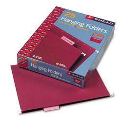 Smead Manufacturing Co. Hanging Folders, Recycled, Letter Size, Maroon, 1/5 Cut Pink Tabs, 25/Box