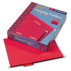 Smead Manufacturing Co. Hanging Folders, Recycled, Letter Size, Red, Color Matched 1/5 Tabs, 25/Box