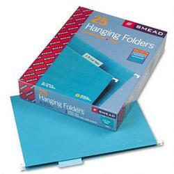 Smead Manufacturing Co. Hanging Folders, Recycled, Letter Size, Teal, 1/5 Cut Blue Tabs, 25/Box
