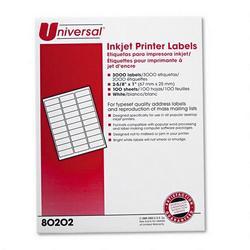 Universal Office Products Ink Jet Printer Labels, 2 5/8 x 1 Label Size, White, 3000/Box