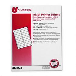 Universal Office Products Ink Jet Printer Labels, 4 x 1 Label Size, White, 2000/Box
