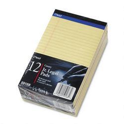 Mead Products Jr. Legal Ruled Pads, 5 x 8, Canary, 50 Sheets/Pad, 12/Pack