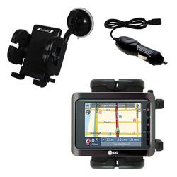 Gomadic LG LN735 Auto Windshield Holder with Car Charger - Uses TipExchange