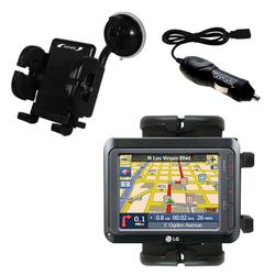 Gomadic LG LN740 Auto Windshield Holder with Car Charger - Uses TipExchange