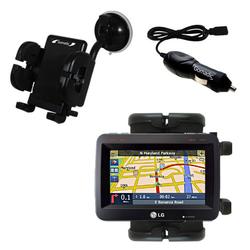 Gomadic LG LN790 Auto Windshield Holder with Car Charger - Uses TipExchange