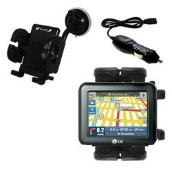 Gomadic LG LN835 Auto Windshield Holder with Car Charger - Uses TipExchange