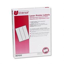 Universal Office Products Laser Printer Permanent Labels, 2 5/8 x 1 Size, White, 250 Sheets, 7500/Pack
