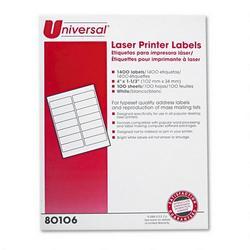 Universal Office Products Laser Printer Permanent Labels, 4 x 1 1/3 Label Size, White, 100 sheets., 1400/Box