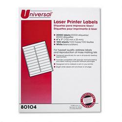 Universal Office Products Laser Printer Permanent Labels, 4 x 1 Label Size, White, 100 Sheets, 2000/Box