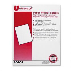 Universal Office Products Laser Printer Permanent Labels, 8 1/2 x 11 Label Size, White, 100/Box