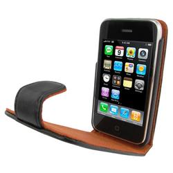 Eforcity Leather Case for Apple 3G iPhone, Black / Orange by Eforcity