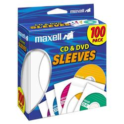 Maxell CD-402 CD/DVD Sleeves (100-Pack) - Slide Insert - White