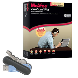 MCAFEE RETAIL BOXED PRODUCT McAfee VirusScan Plus - PC w/Memorex 1GB USB 2.0 TravelDrive Flash Drive