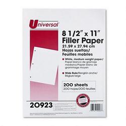 Universal Office Products Mediumweight 16 lb. Filler Paper, 11 x 8 1/2, Wide 3/8 Ruled, 200 sheets/Pack