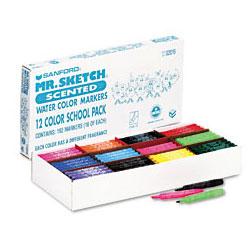 Sanford Mr. Sketch Scented Watercolor Markers, 12 Color School Pack, Chisel Tip