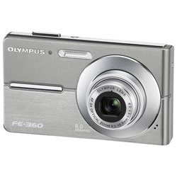 Olympus FE-360 8 Megapixels Digital Camera w/ Face Detection, Movie with Sound, 3x Optical Zoom, 2.5 LCD, & Digital Image Stabilization - Silver