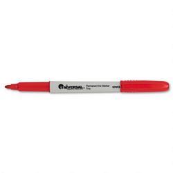 Universal Office Products Pen Style Permanent Marker, Fine Point, Red Ink, Dozen