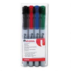 Universal Office Products Pen Style Permanent Marker, Four Color Set, Fine Point, Black, Red, Blue, Green