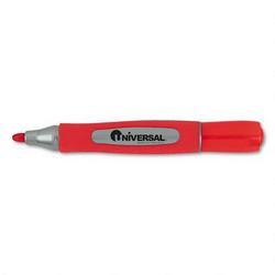 Universal Office Products Permanent Marker with Rubber Grip, Red Ink, Dozen