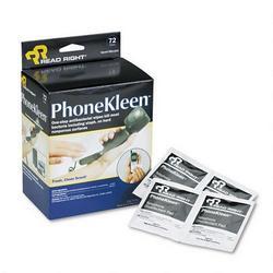 Read Right/Advantus Corporation PhoneKleen™ Premoistened Antibacterial Wipes, 72 Foil Wrapped Wipes/Box