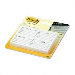3M Post it® 4 x 1 1/2 Fax Notes, 50 Sheets/Pad, 4 Pads/Pack